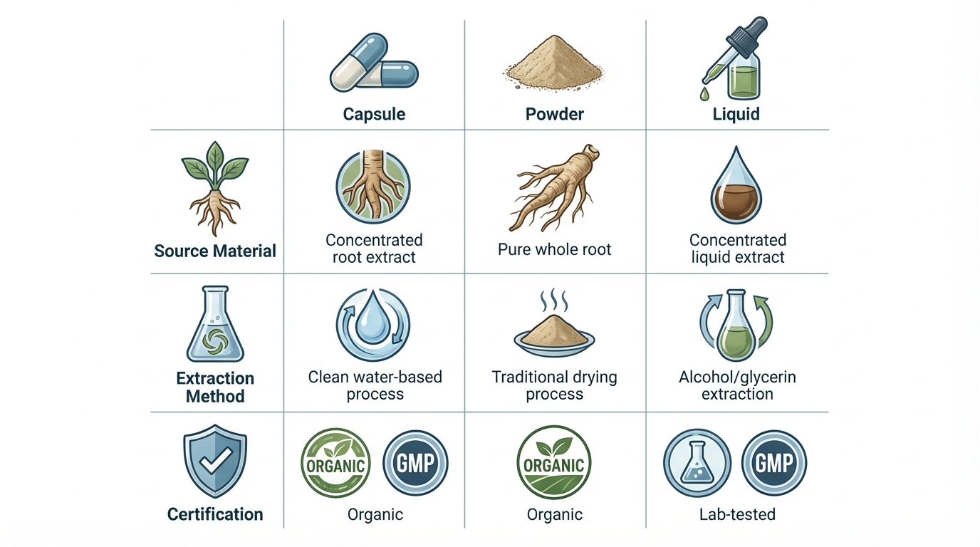 아슈와간다 제품 비교 분석표