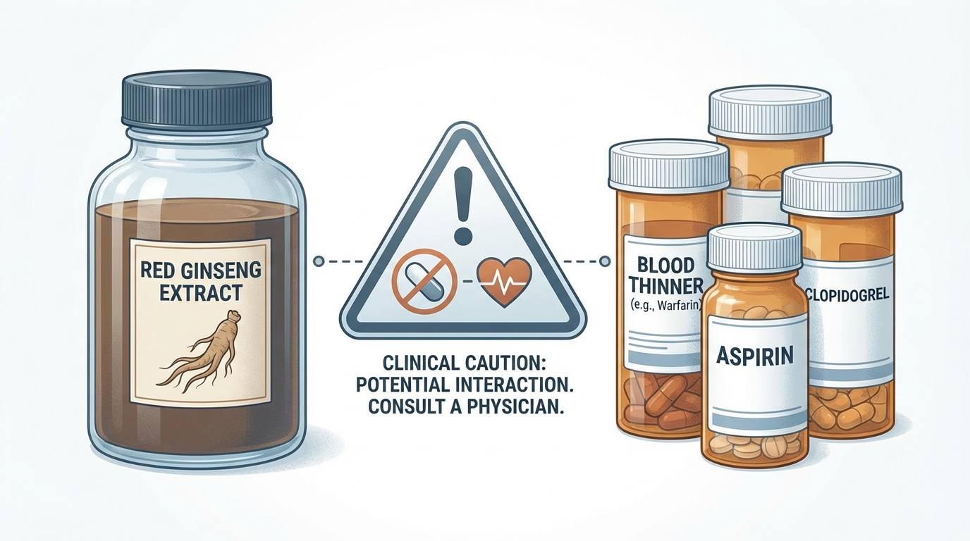 홍삼 복용 시 주의해야 할 약물 상호작용 및 경고 이미지
