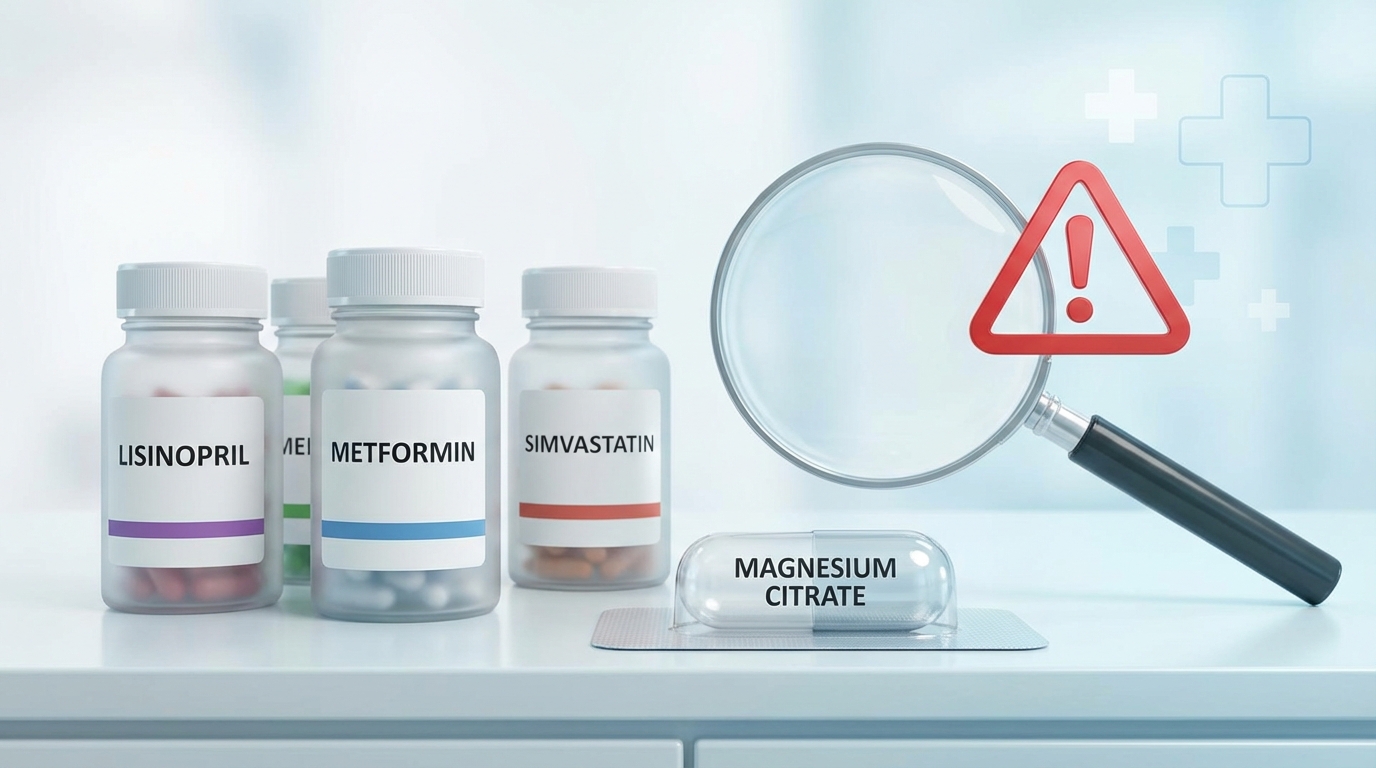 마그네슘과 약물 상호작용 및 드럭 머거 개념도