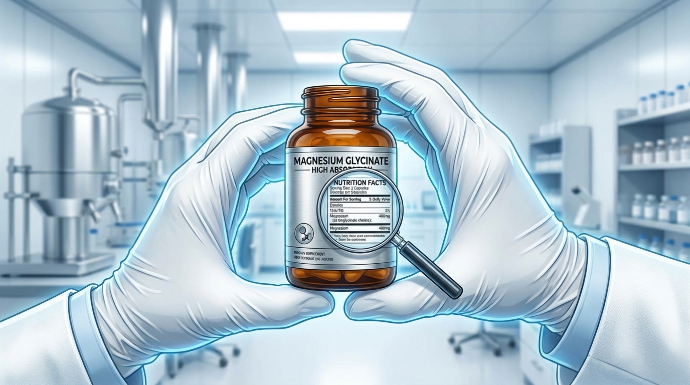 마그네슘 영양제 라벨을 확인하는 전문가의 모습