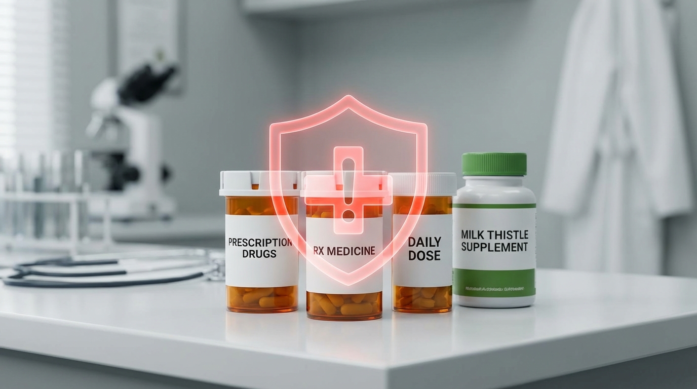 밀크씨슬 복용 시 주의해야 할 약물 상호작용 이미지